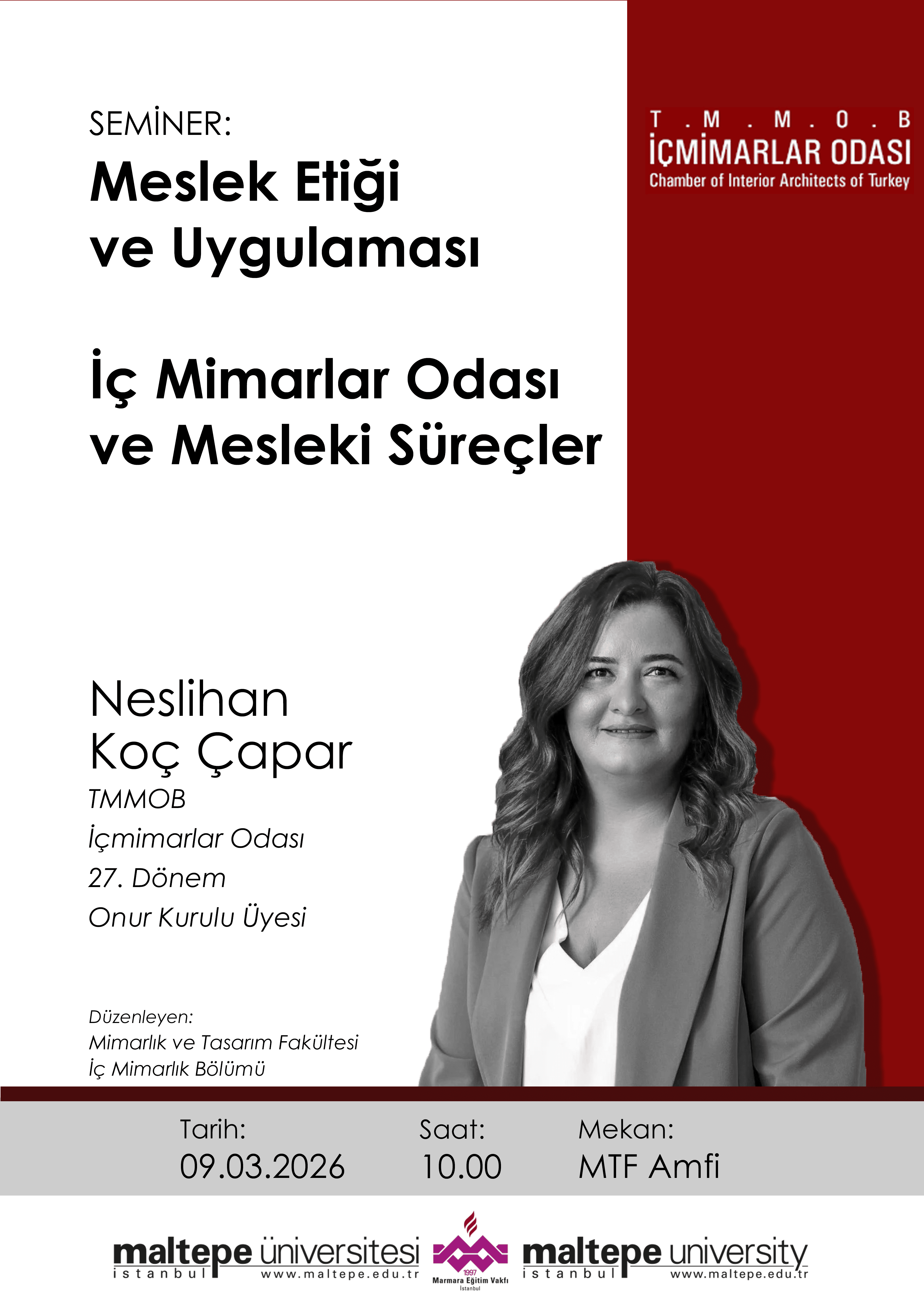 Seminer: “Meslek Etiği ve Uygulaması: İç Mimarlar Odası ve Mesleki Süreçler”